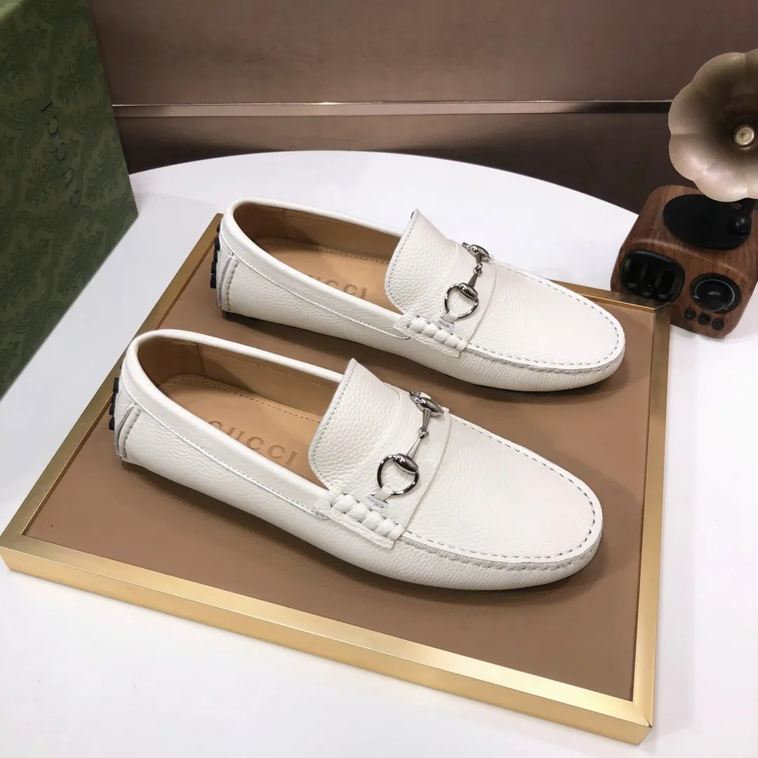 Men's Men's Shoes💰420💰[Gucci GUCCI] (High-end Niuli) New 🍀Gucci*-Gucci Peas Shoes! Made of imported original cowhide, the inner top layer is comfortable cowhide lining! Original wear-resistant rubber outsole! High quality products! Code number 38-44!